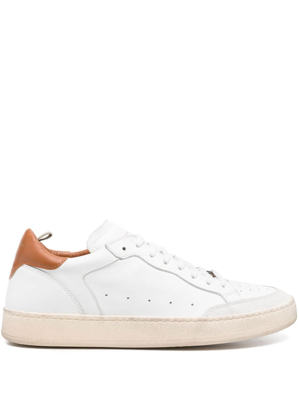 Officine Creative Contrasting-heel Leather Snekaers In White