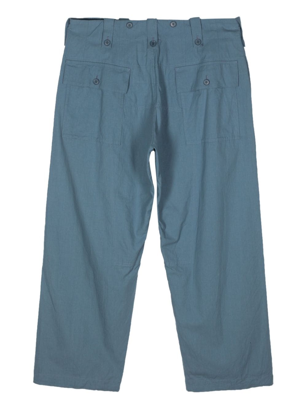 Shop Yohji Yamamoto Tapered Cotton Cargo Trousers In Blue
