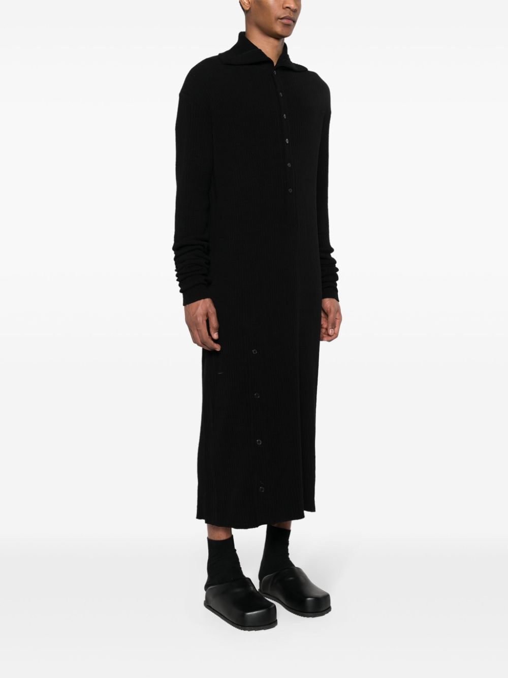 Shop Yohji Yamamoto Ribbed-knit Cotton Jumper In Black