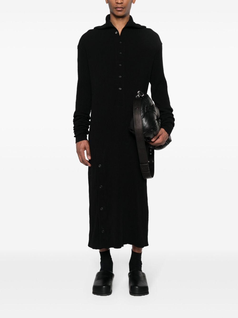 Shop Yohji Yamamoto Ribbed-knit Cotton Jumper In Black