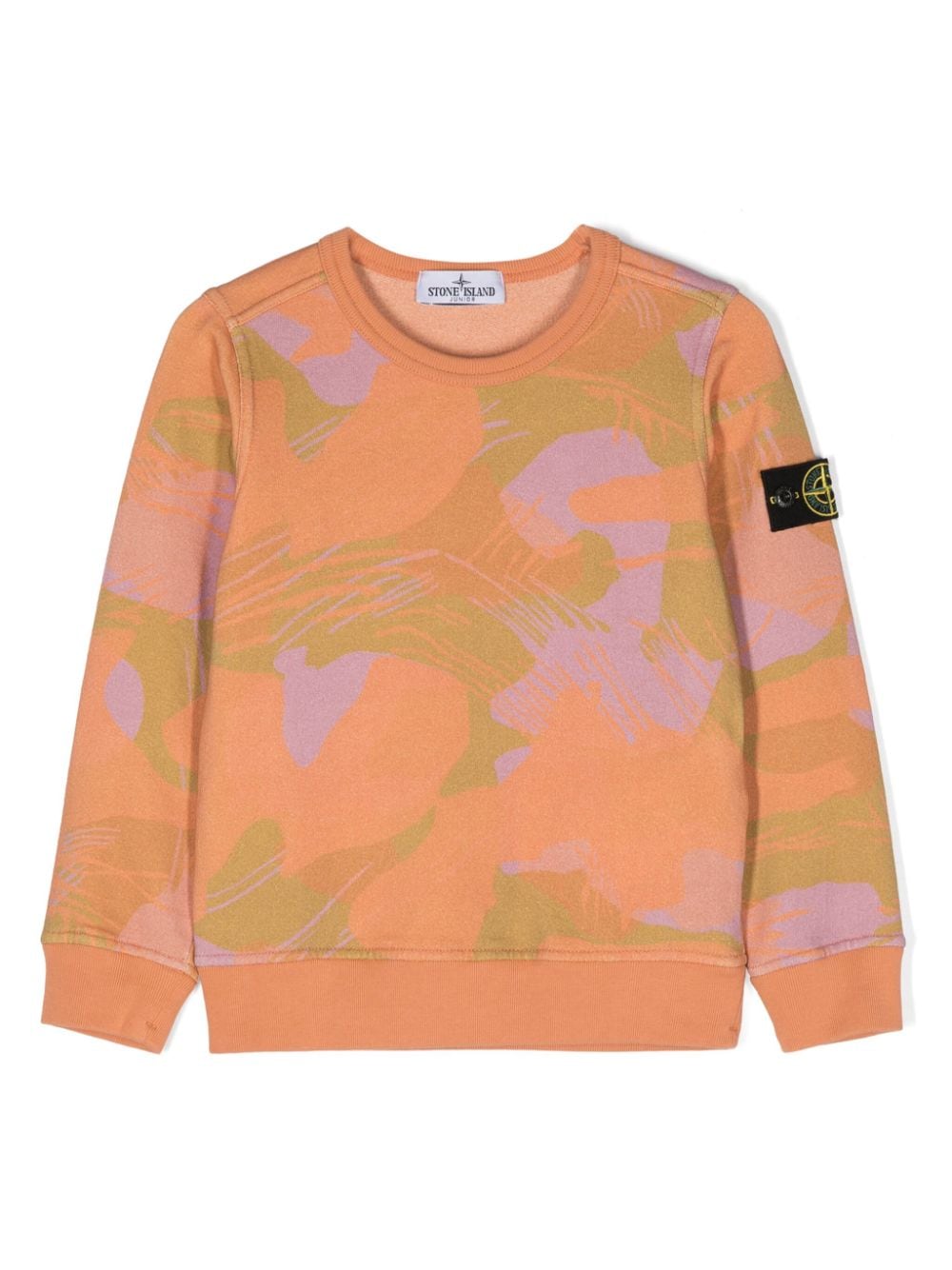 Stone Island Junior Kids' Compass-motif Sweatshirt In Orange