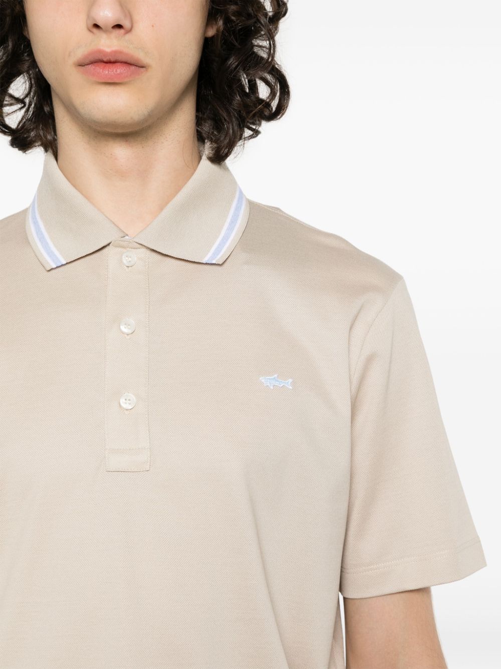 Shop Paul & Shark Logo-patch Piqué Polo Shirt In Neutrals