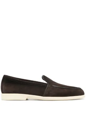 Santoni アーモンドトゥ スエードローファー | ブラウン | FARFETCH JP