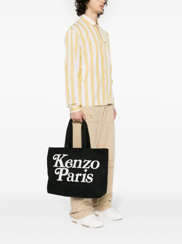 Kenzo Large logo print Tote Bag Black FARFETCH AM