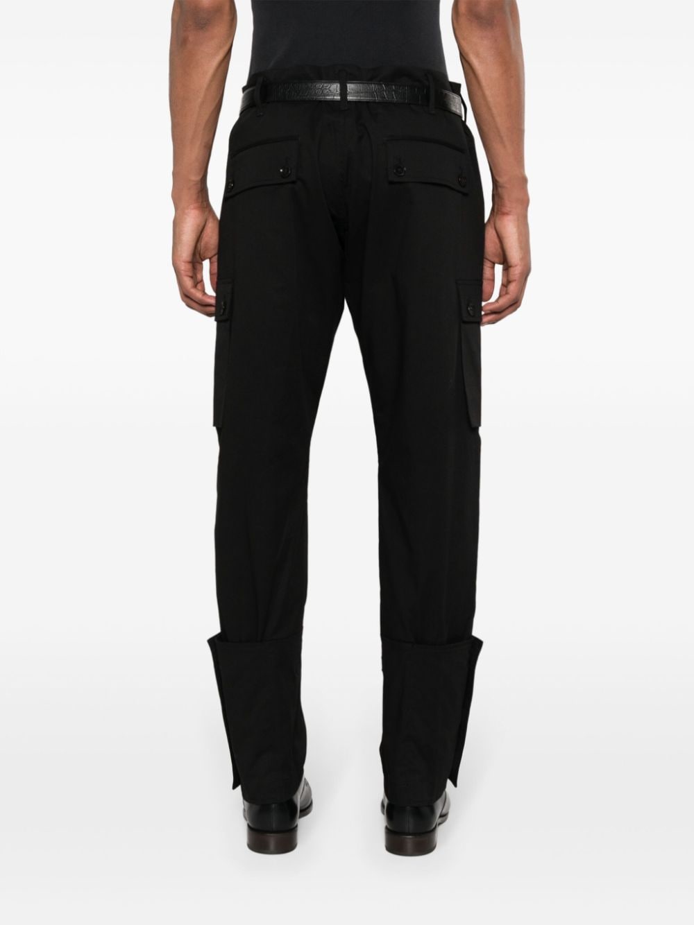 Shop Yohji Yamamoto Tapered Cargo Trousers In Black