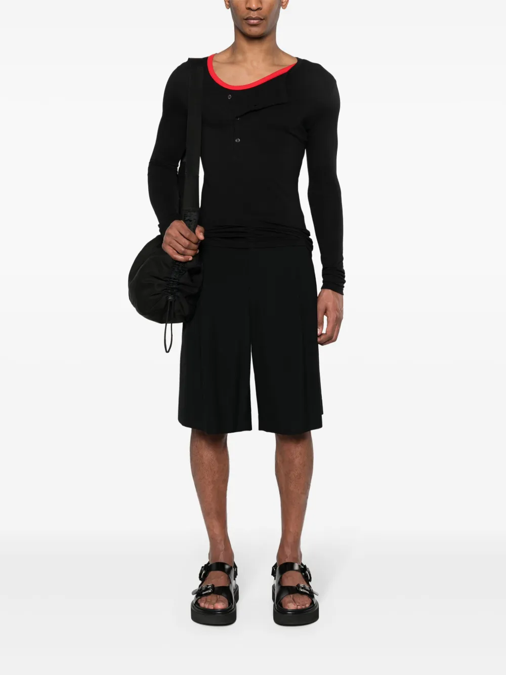 Yohji Yamamoto contrasting-trim jersey T-shirt - Zwart
