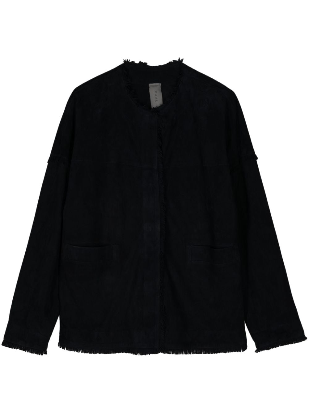Furling By Giani Frayed Suede Jacket In Blue