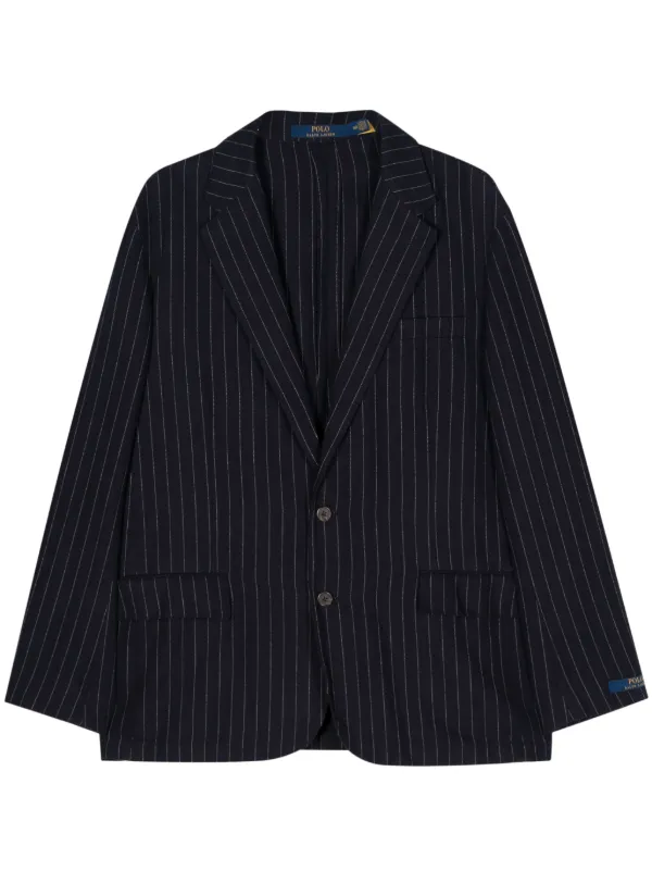 Polo Ralph Lauren Pinstriped single breasted Blazer Blue FARFETCH KW