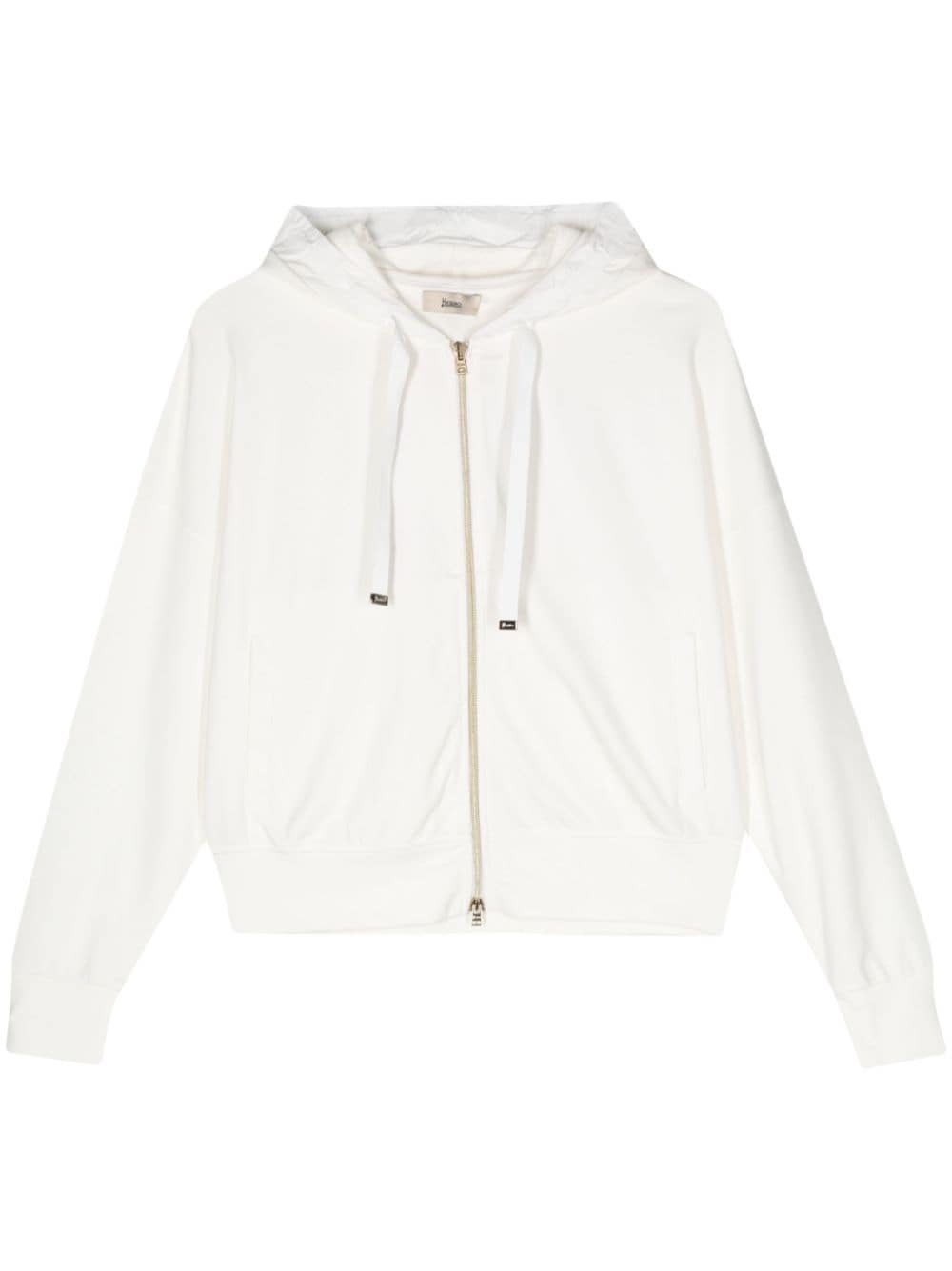 Herno Jersey Zipped Hoodie In White