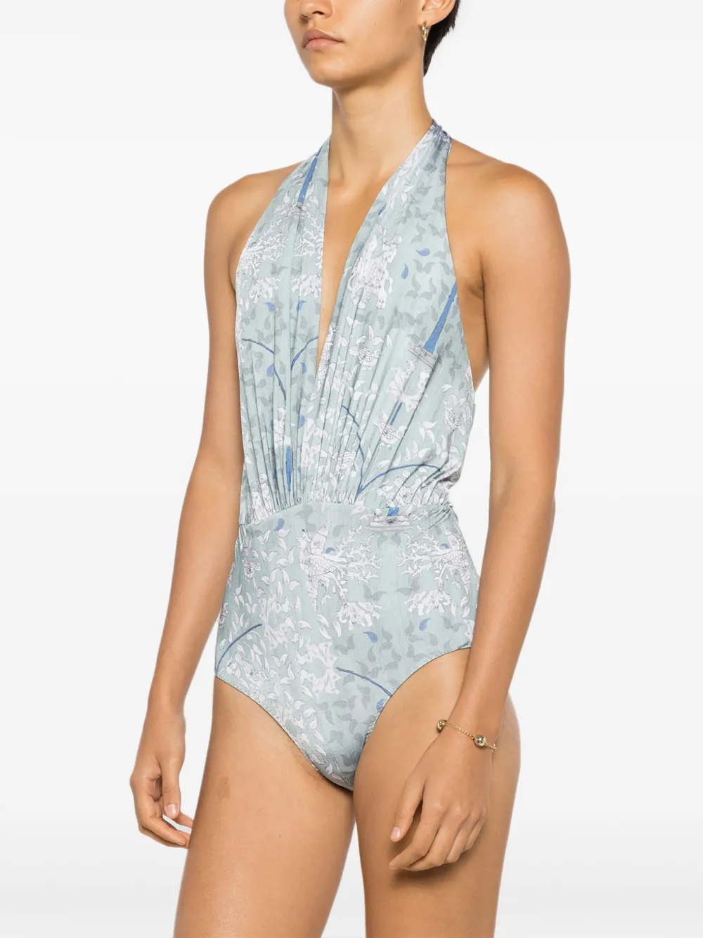 Shop Clube Bossa Deneuve Halterneck Swimsuit In Blue