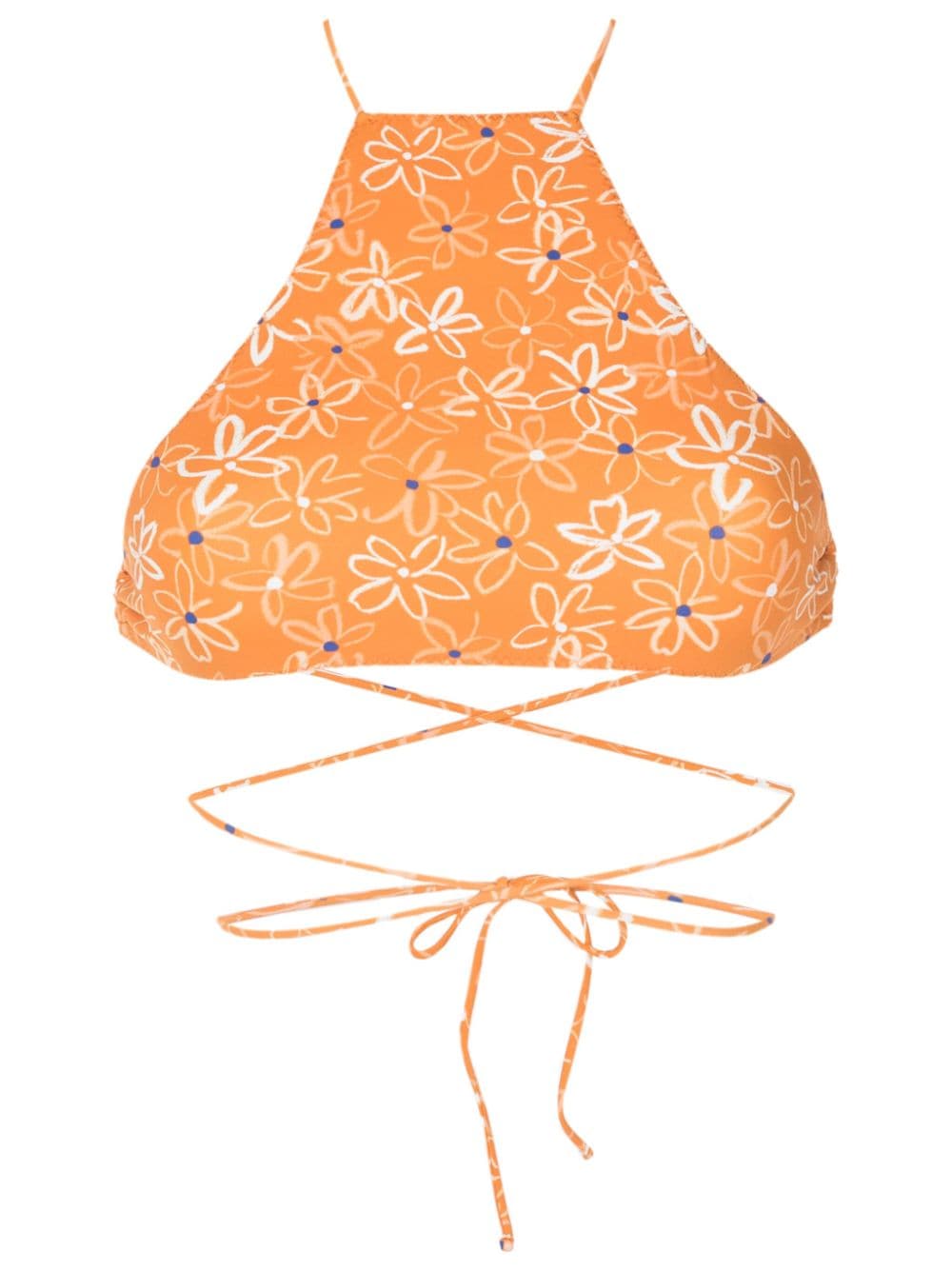 Clube Bossa Chung Lace-up Bikini Top In Orange