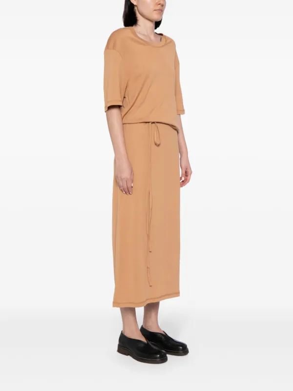 LEMAIRE Belted Rib T-shirt Dress | Brown | FARFETCH UZ LEMAIRE Belted Rib T-shirt Dress | Brown | FARFETCH UZ