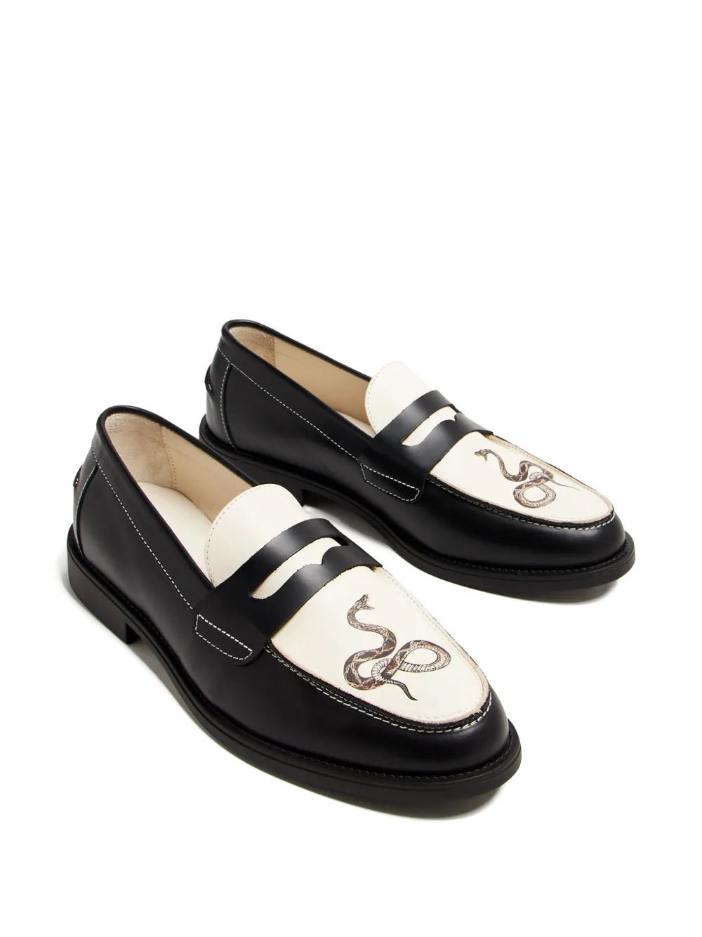DUKE & DEXTER Wilde snake-print leather loafers | Image 2