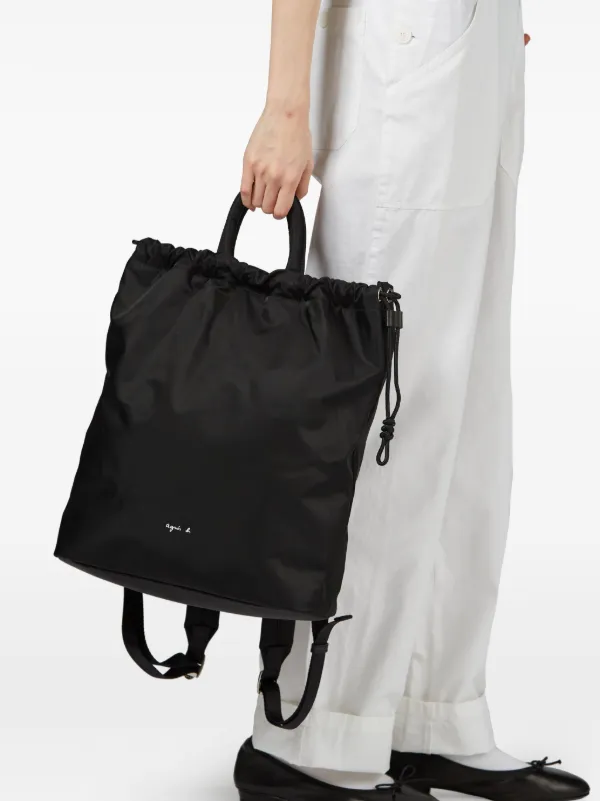Agnès b. logo-print Drawstring Backpack | Black | FARFETCH