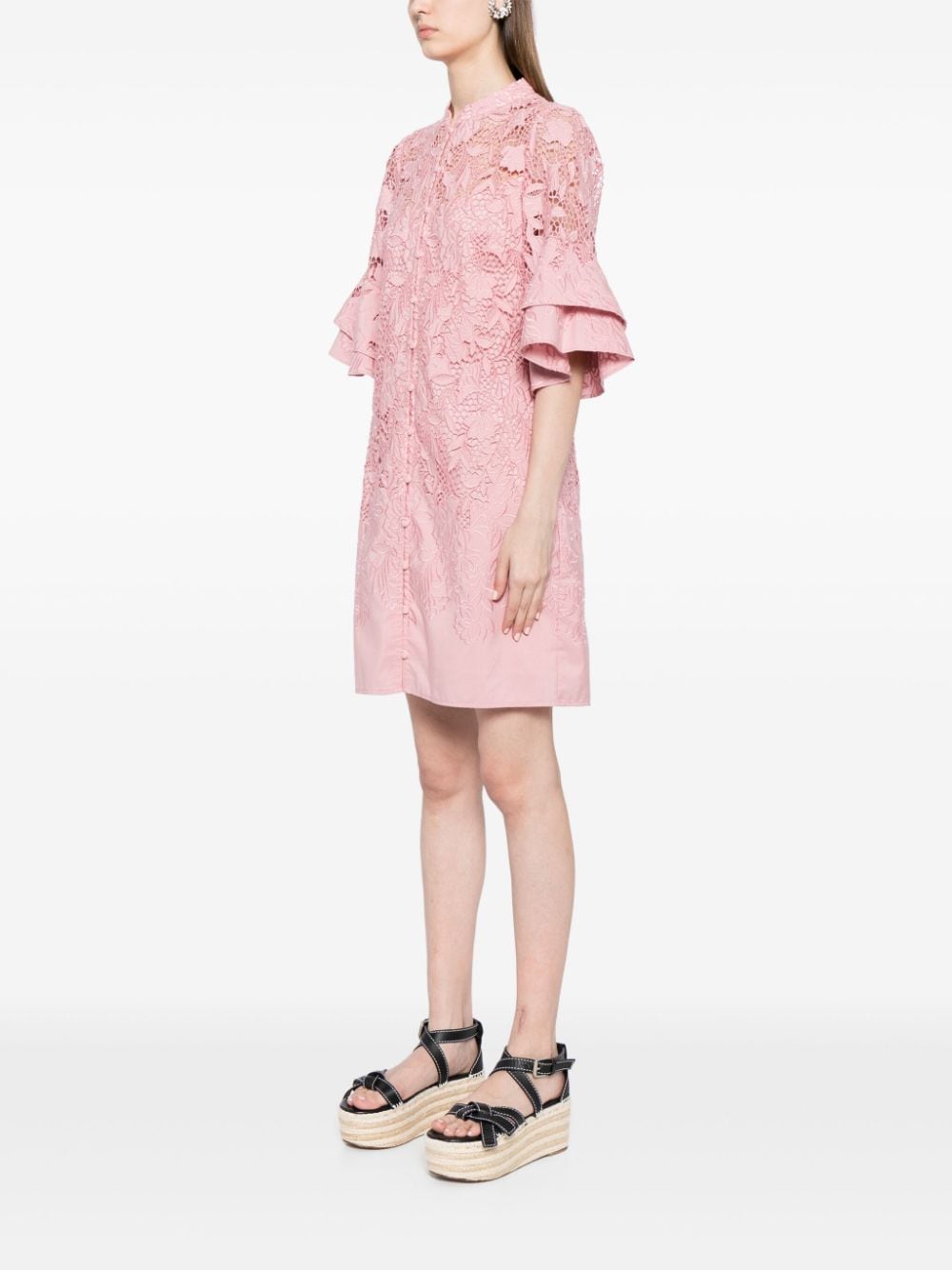 Shop Marchesa Rosa Tiarella Guipure-lace Dress In Pink