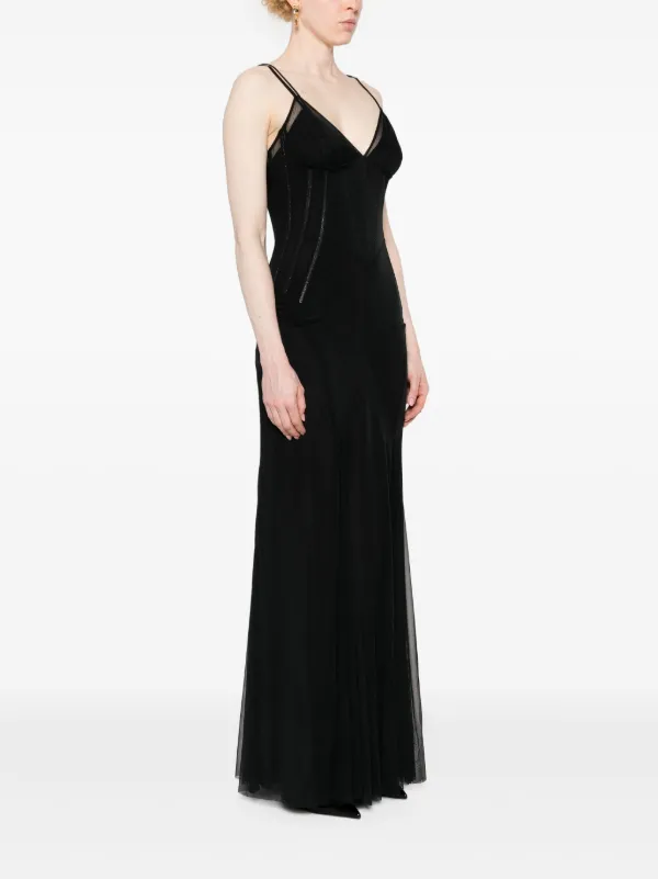 【VIP価格】DOLCE & GABBANA Black Floral Maxi Dress Dolce & Gabbana Black Tropical Floral Sheath Maxi Dress