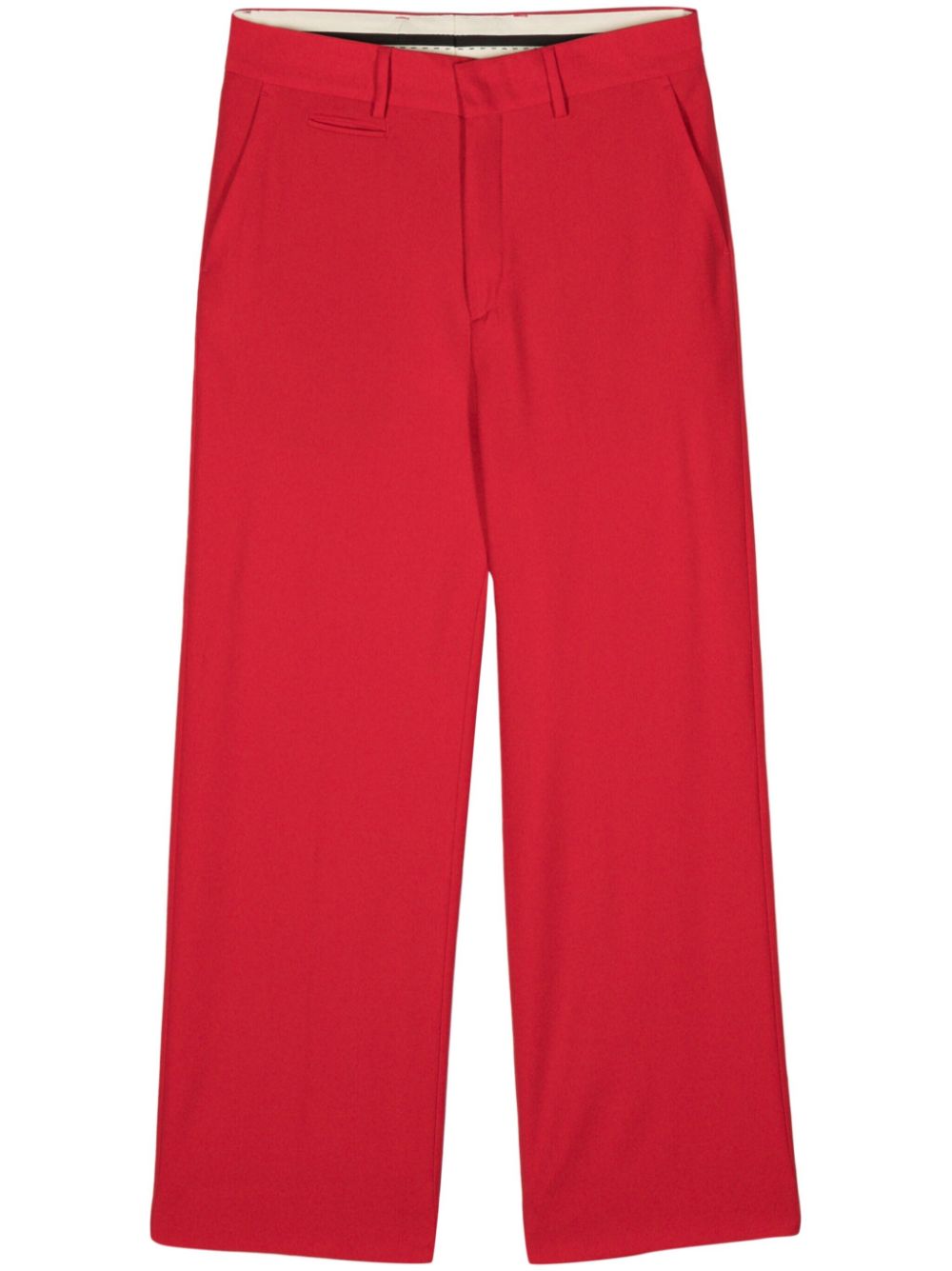 Shop Canaku Straight-leg Crepe Trousers In Red