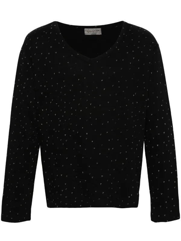 Yohji Yamamoto logo-print long-sleeve T-shirt | Black | FARFETCH