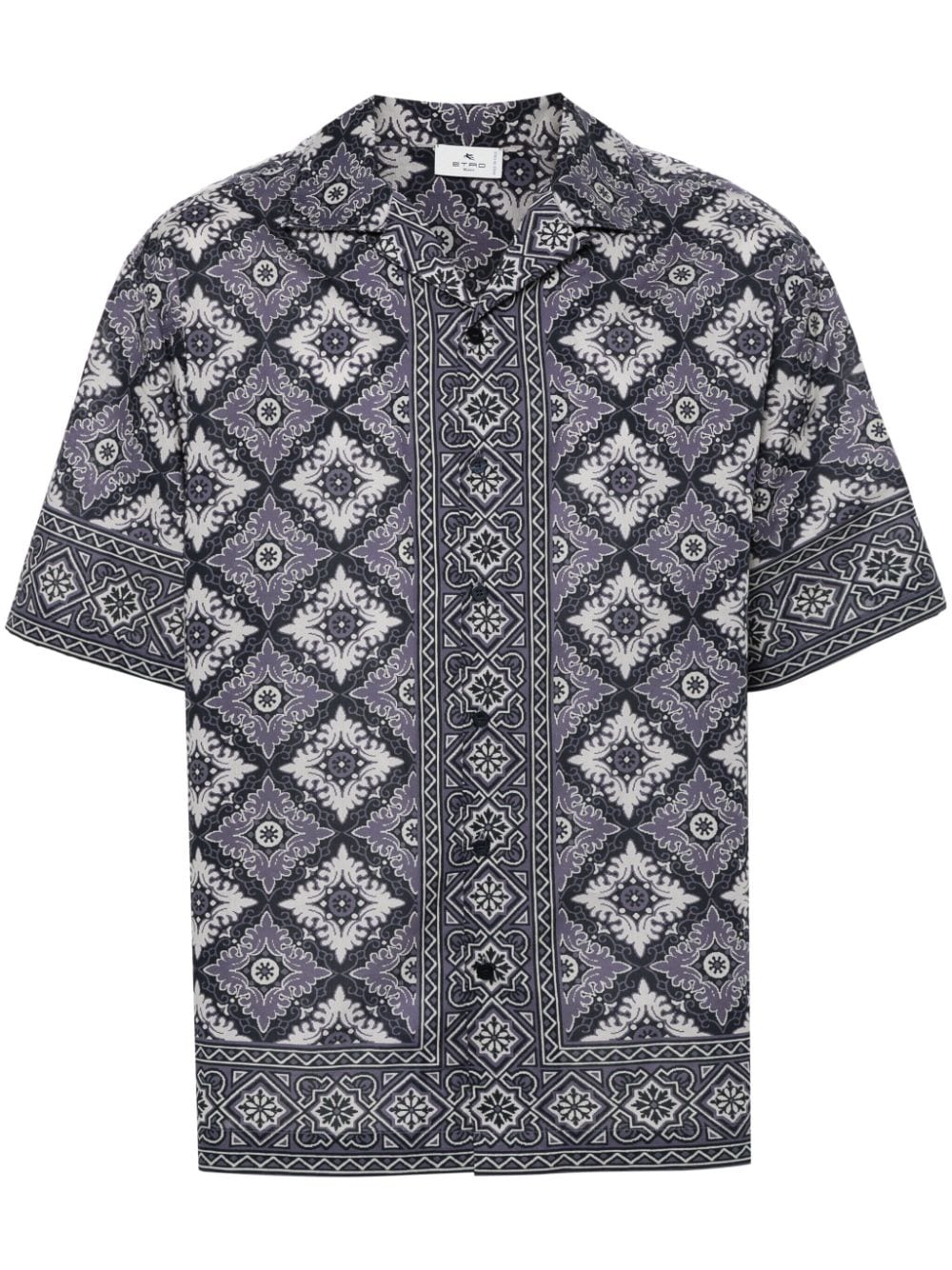 Shop Etro Abstract-print Cotton Shirt In Purple
