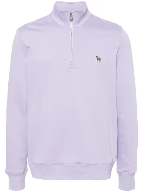 PS Paul Smith zebra-patch half-zip cotton sweatshirt