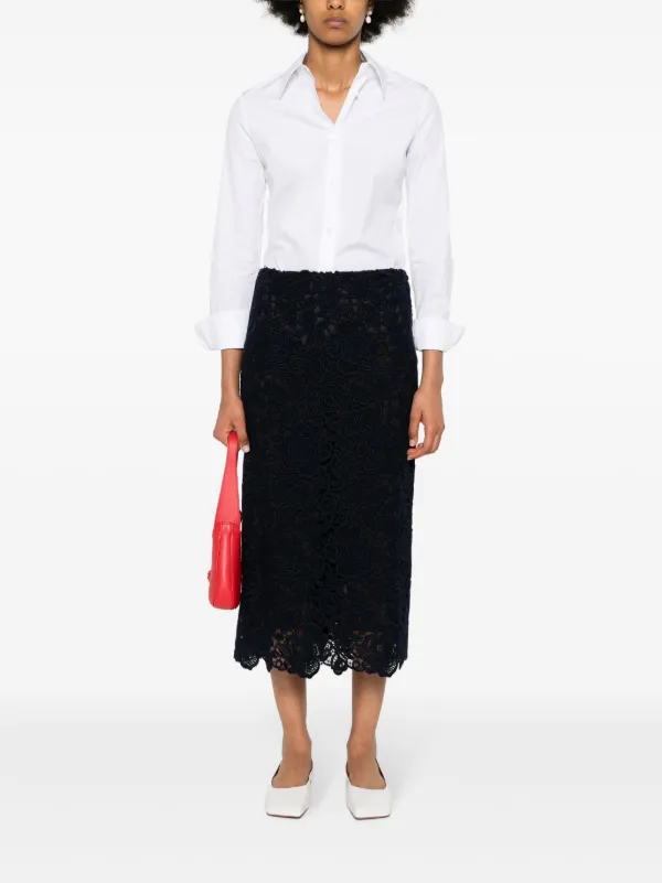 Valentino Garavani guipure-lace Midi Skirt | Blue | FARFETCH