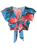 Clube Bossa Gert abstract-print crop top - Blue
