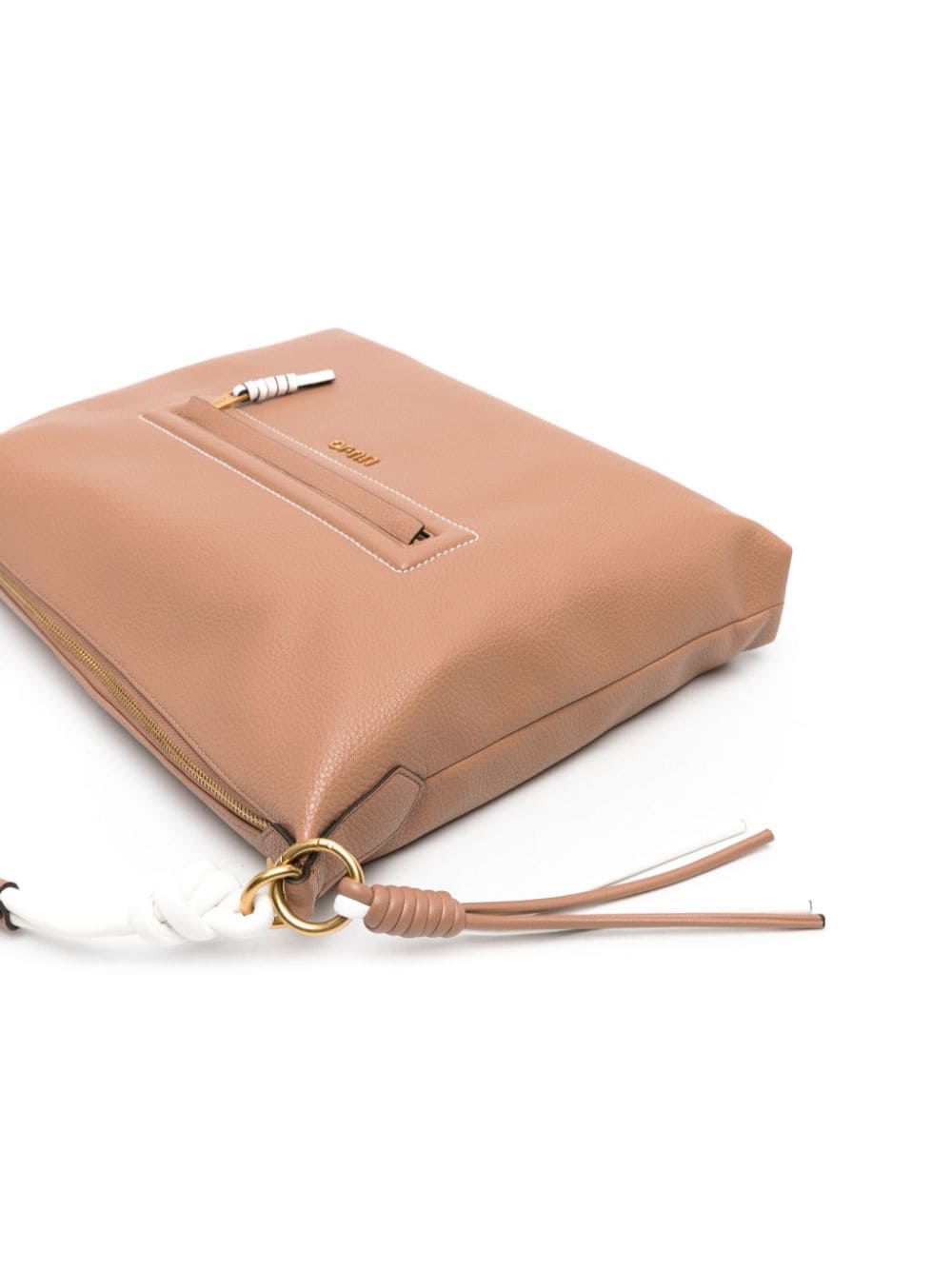 Shop Liu •jo Logo-lettering Leather Tote Bag In Brown