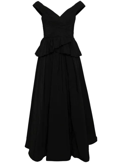 Marchesa Notte draped-detail taffeta gown