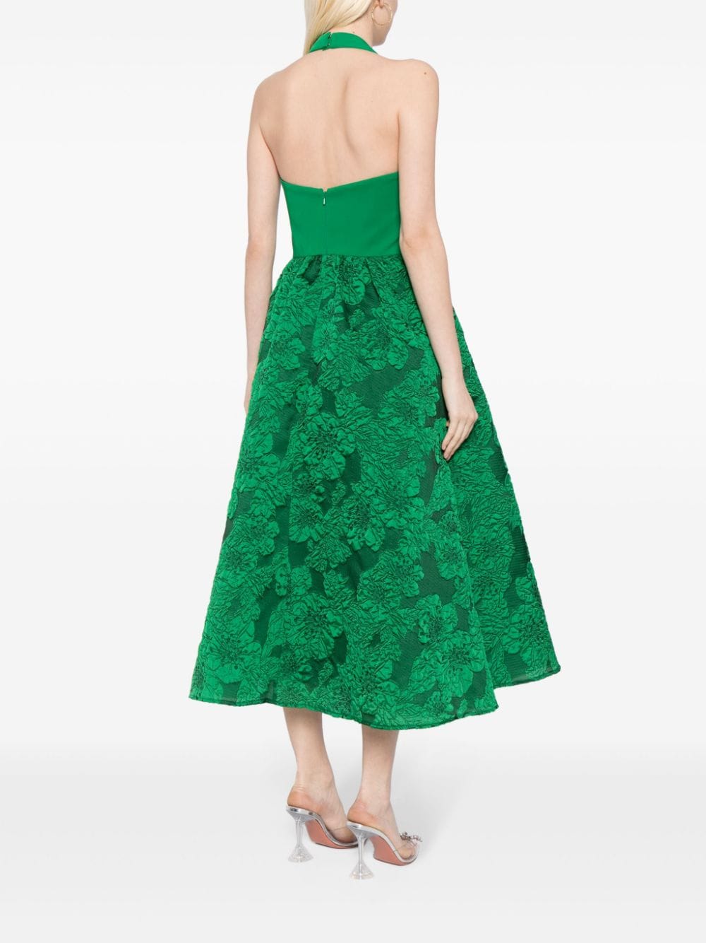 Marchesa Notte Midi-jurk met halternek Groen