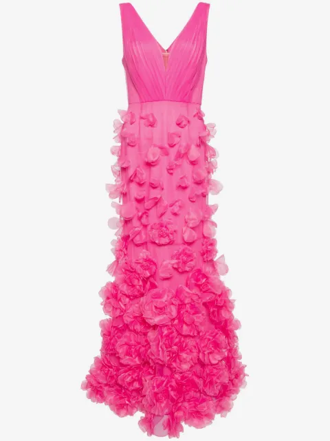 Marchesa Notte floral-appliqué tulle gown