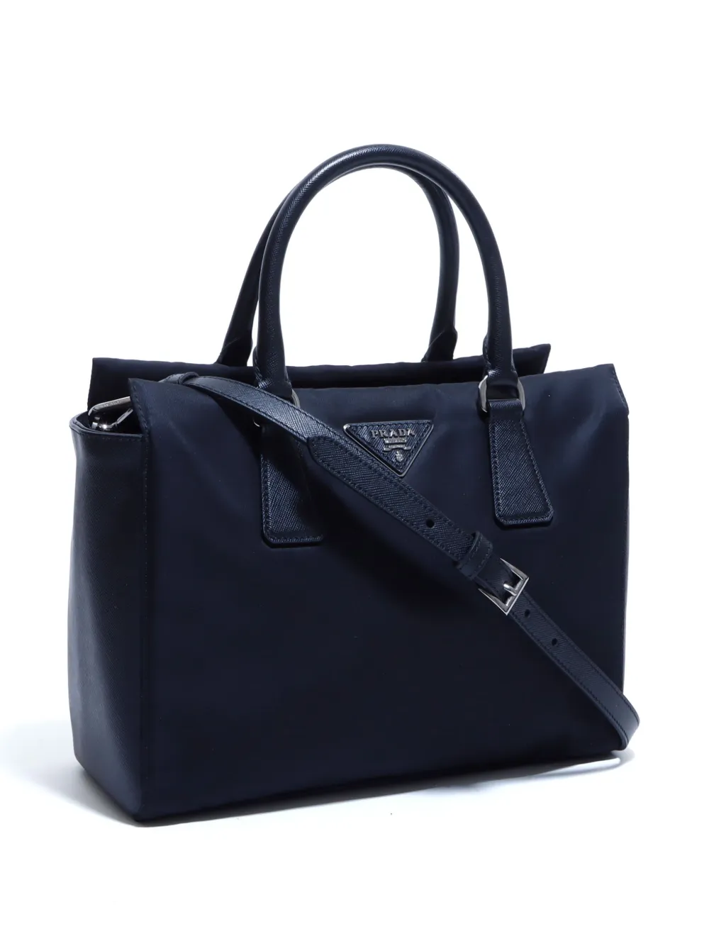 Pre-owned Prada Saffiano Lux 两用手提包 In Black