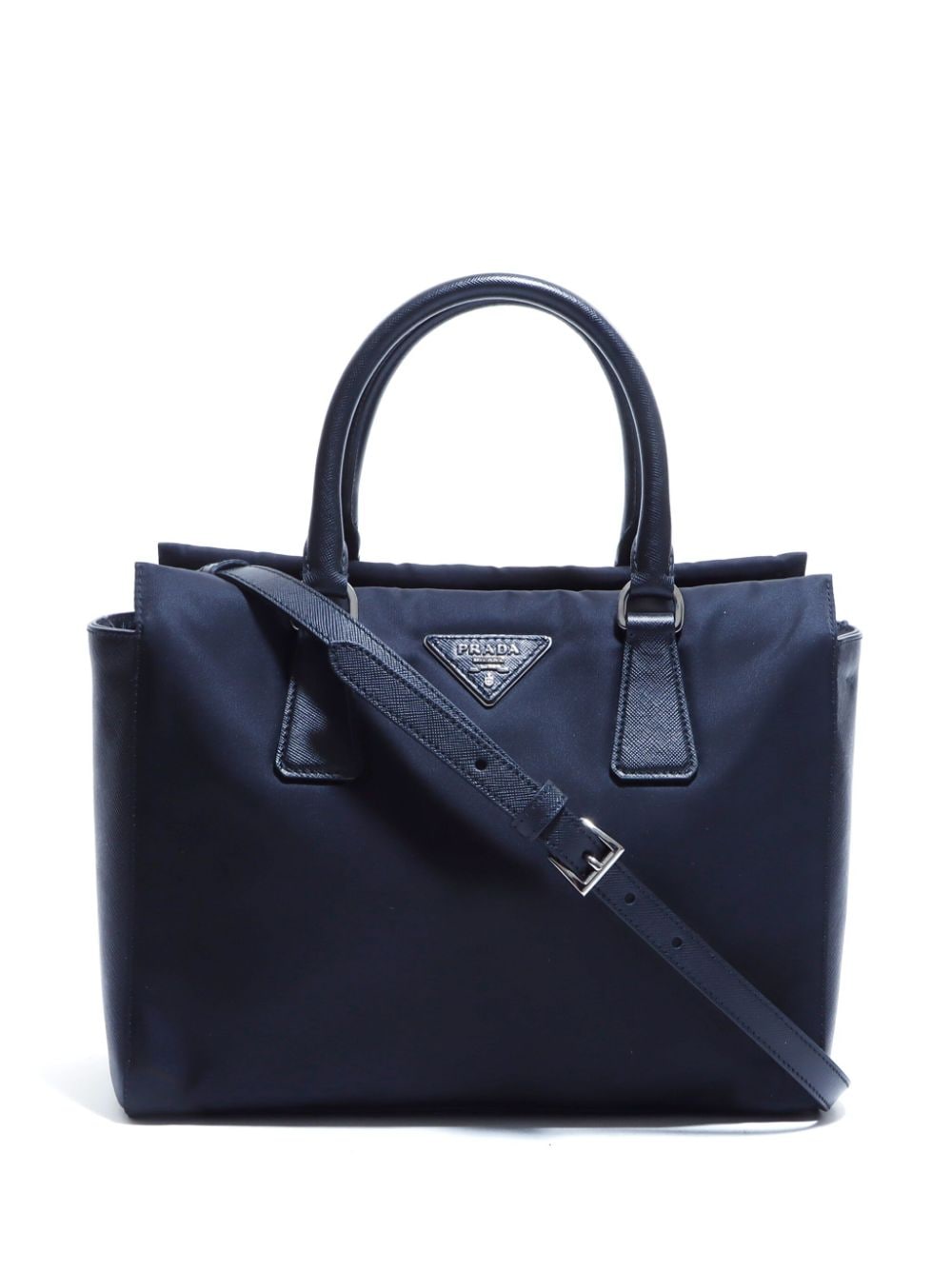 Pre-owned Prada Saffiano Lux Two-way Handbag In Black