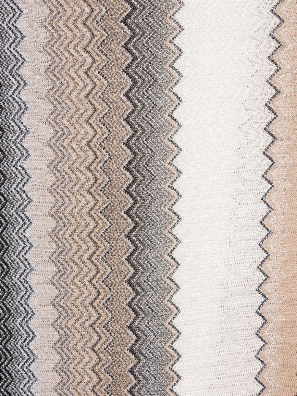 Missoni zigzag fringed knitted scarf - Beige