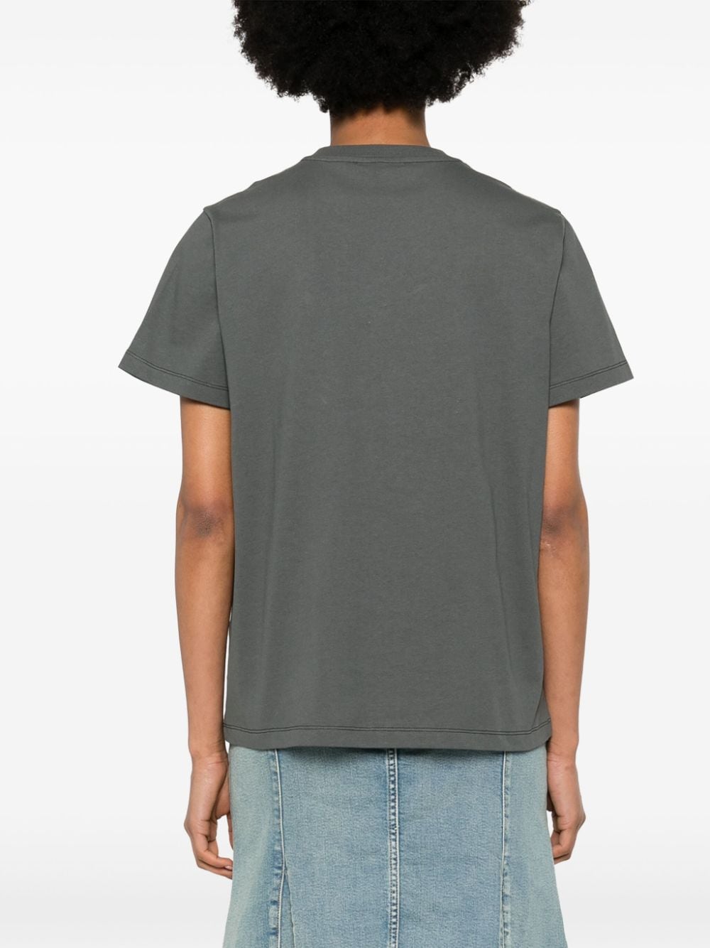 Shop Ganni Logo-print Cotton T-shirt In Grey