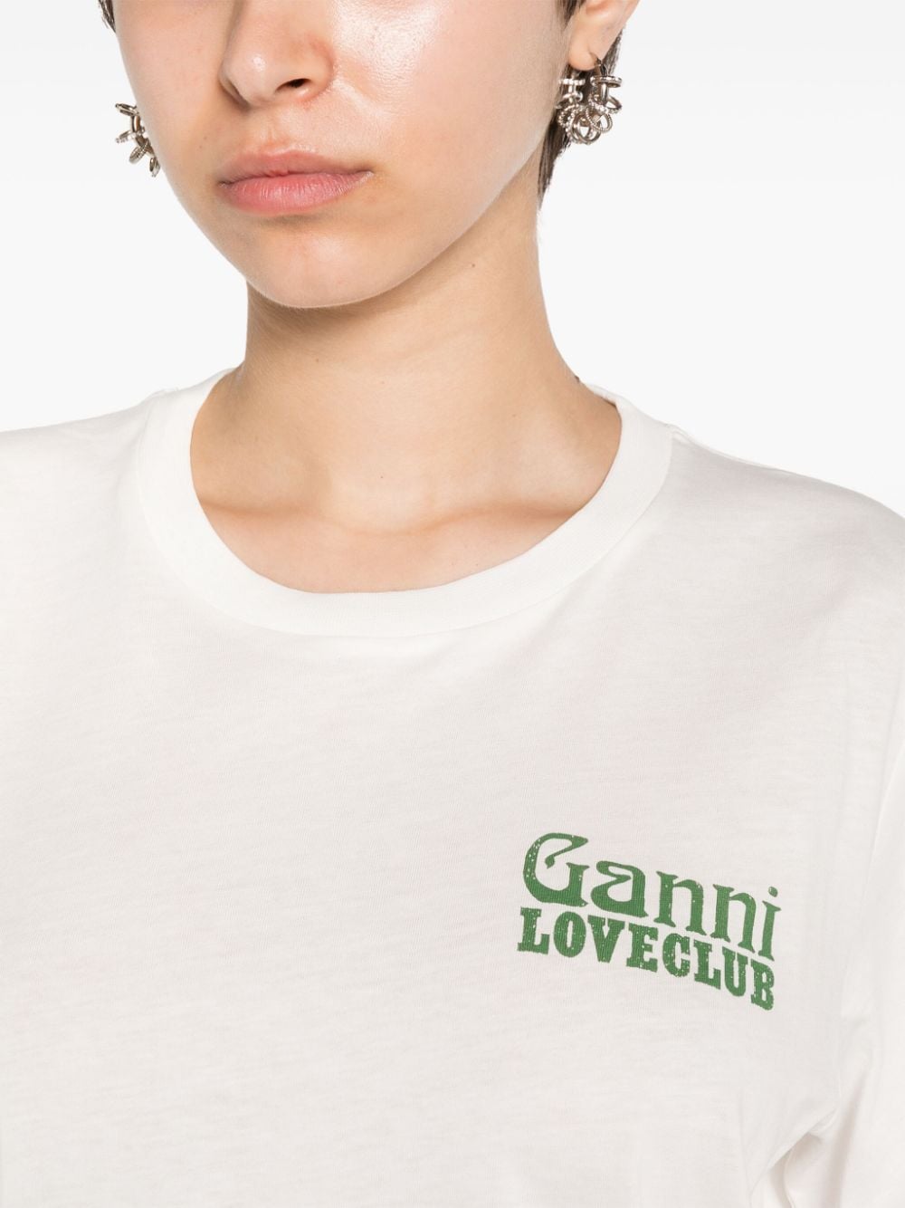 GANNI T-shirt met logoprint Wit