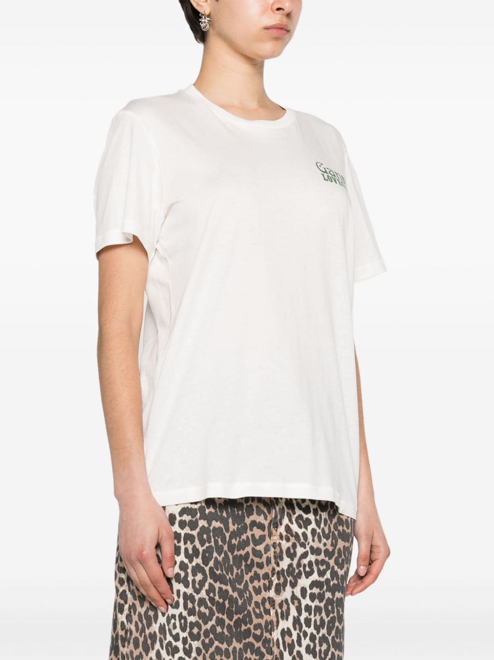 Shop Ganni Loveclub Organic Cotton T-shirt In White