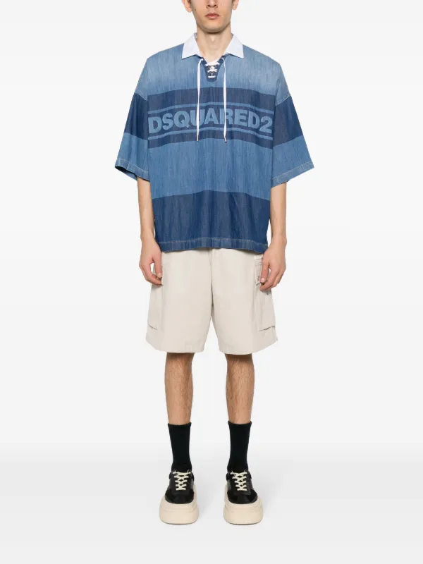 DSQUARED2 logo-print Denim Polo Shirt - Farfetch