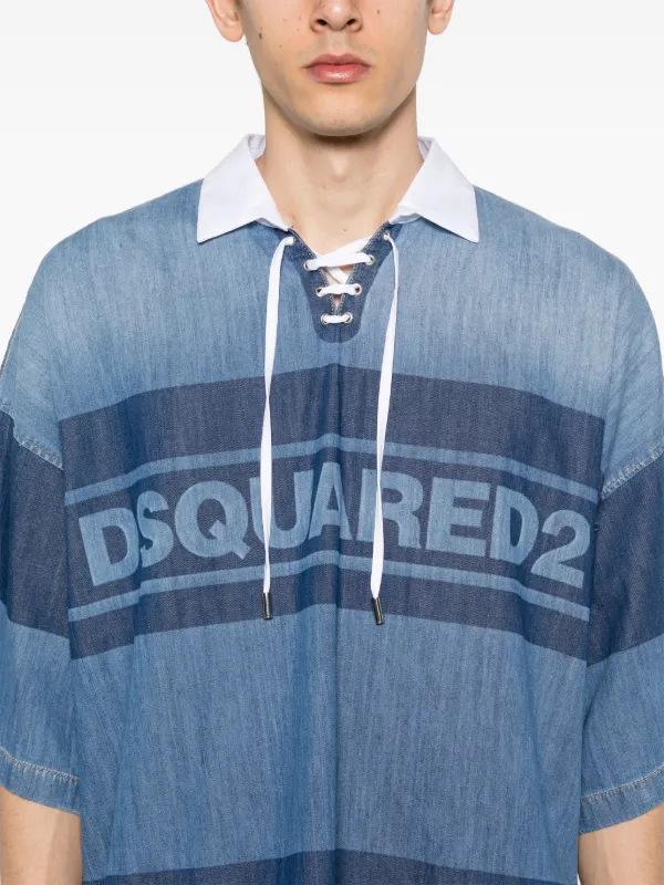 DSQUARED2 logo-print Denim Polo Shirt - Farfetch
