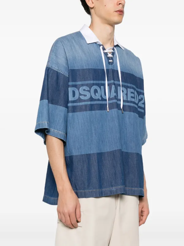 DSQUARED2 logo-print Denim Polo Shirt - Farfetch