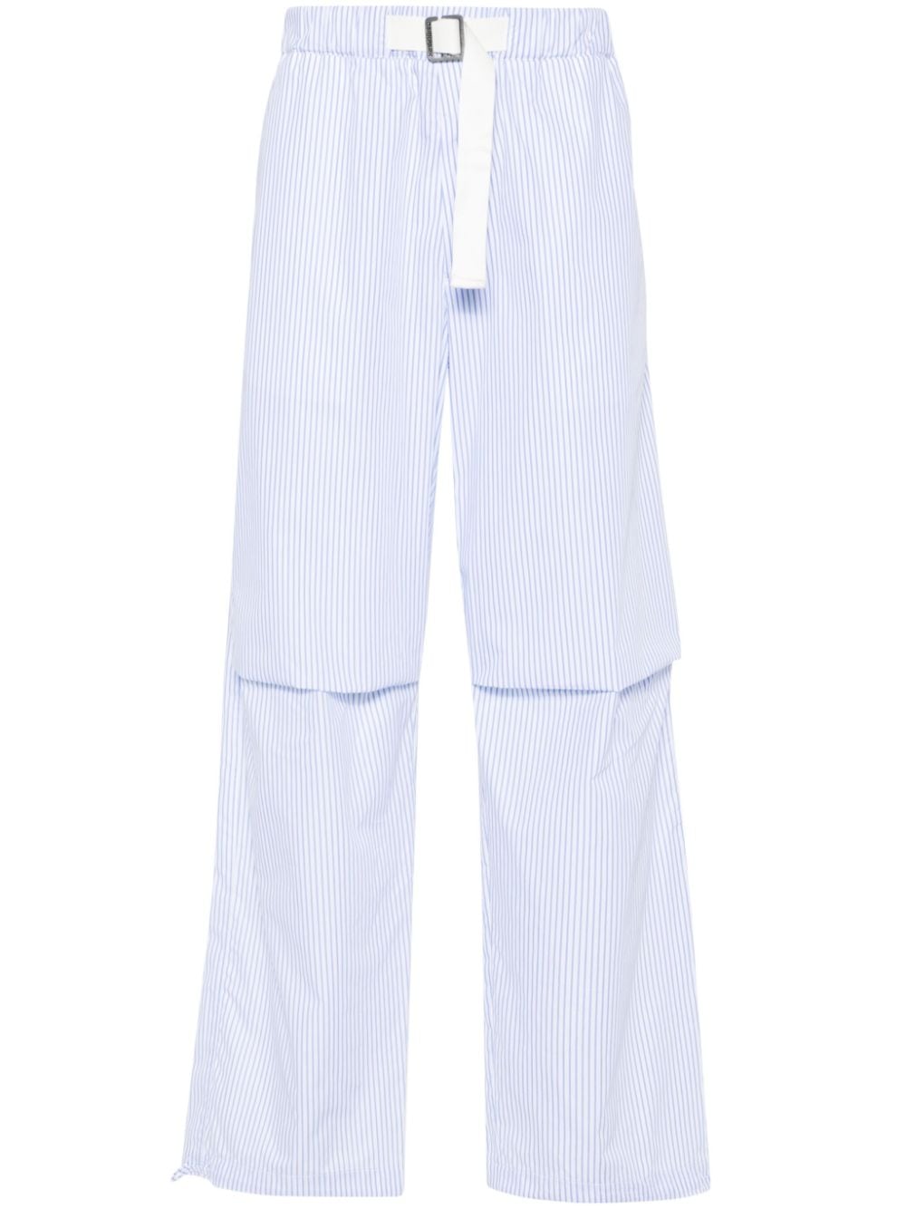 Darkpark Striped Poplin Straight Trousers In White