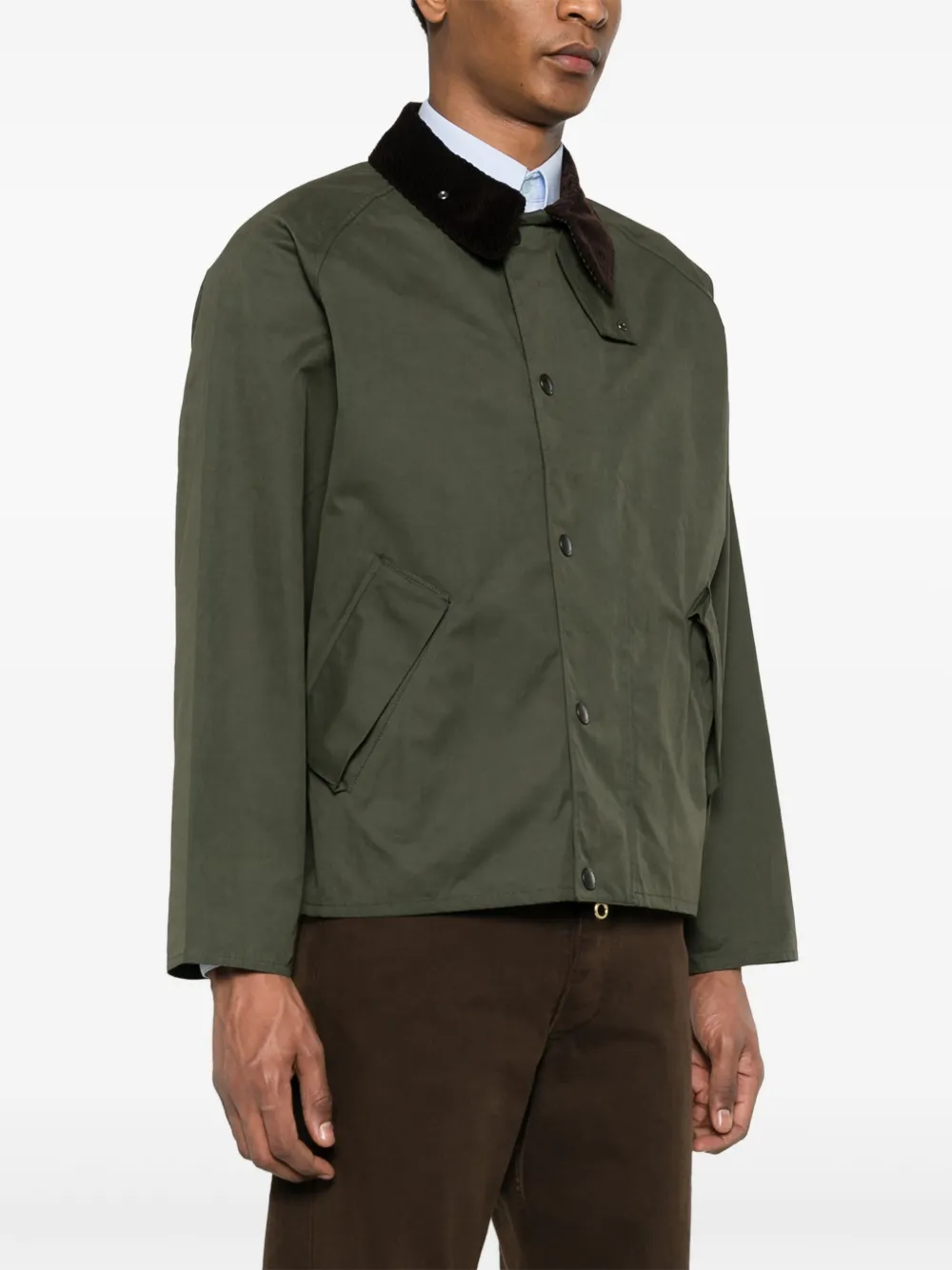 Shop Barbour Transporter Contrasting-collar Jacket In Green