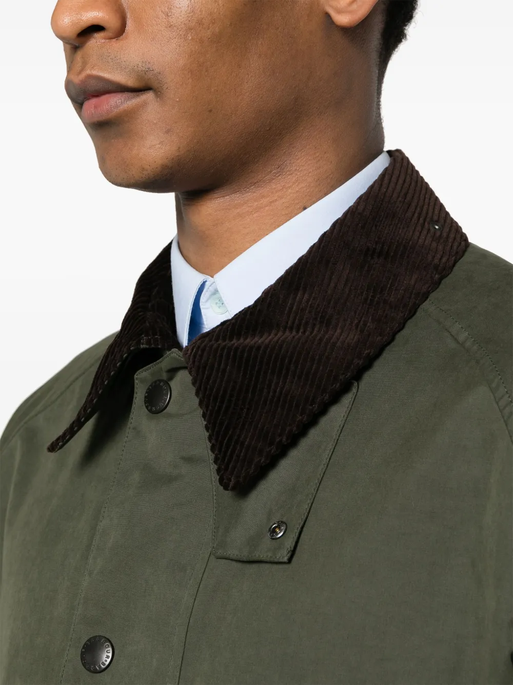 Shop Barbour Transporter Contrasting-collar Jacket In Green