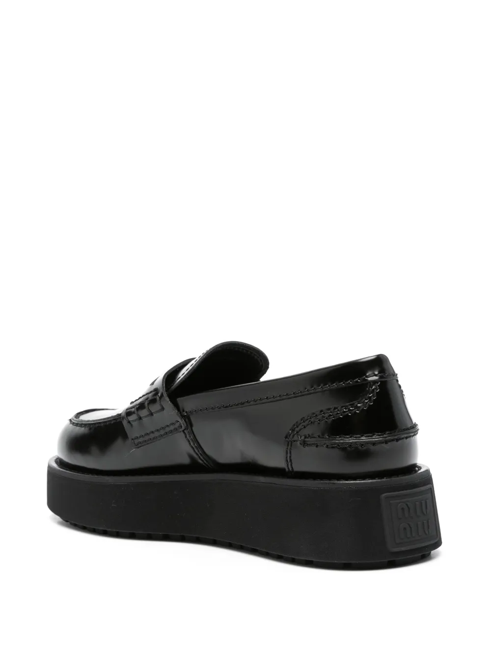 Miu logo-embossed leather loafers Black