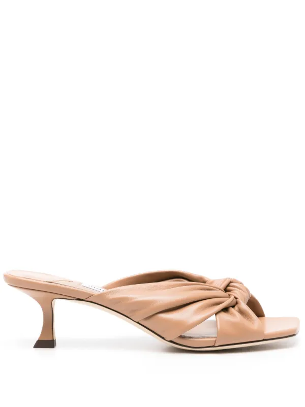 人気CHOOロゴ★Jimmy Choo CHOO カーフレザー ミュール サンダル Jimmy Choo Avenue 50mm ミュール | ニュートラル | FARFETCH JP