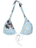 Clube Bossa Rings floral-print bikini top - Blue