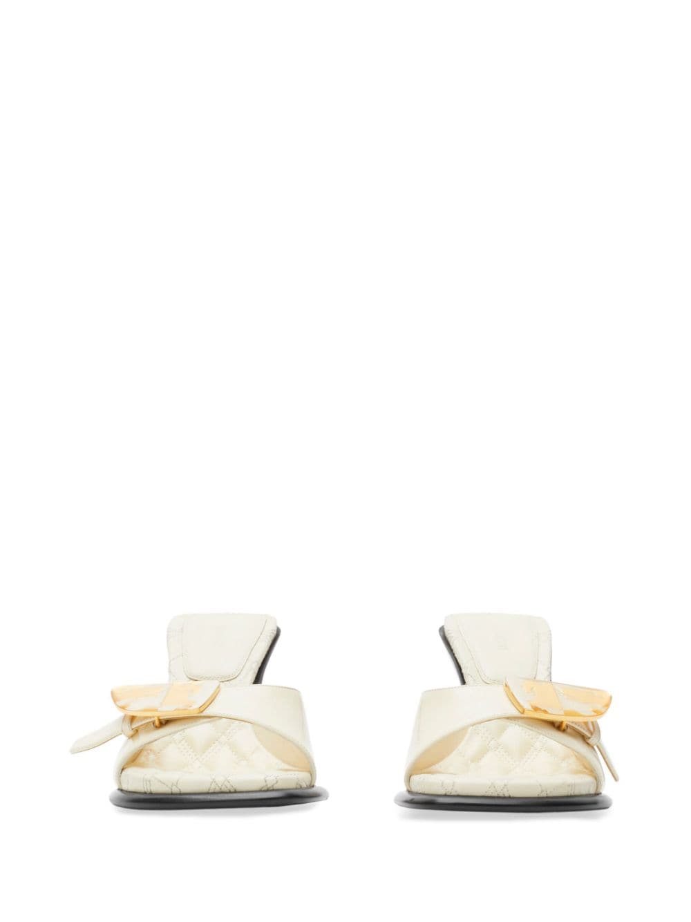 Shop Burberry Bay Leather Mules In Neutrals
