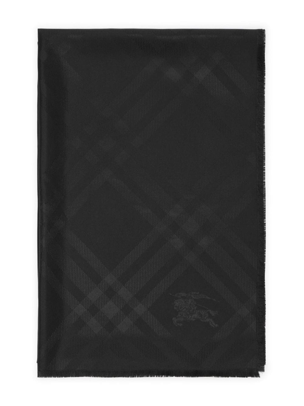Shop Burberry Checked Silk Scarf In Black