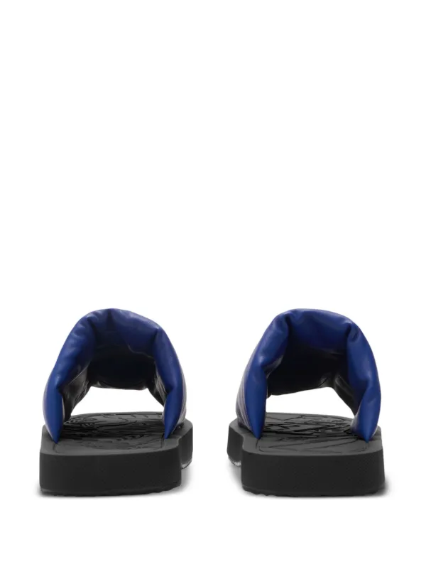 Burberry EKD Slab Leather Slides | Blue | FARFETCH JO