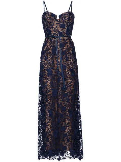 Marchesa Notte vestido de fiesta estilo sirena con encaje floral