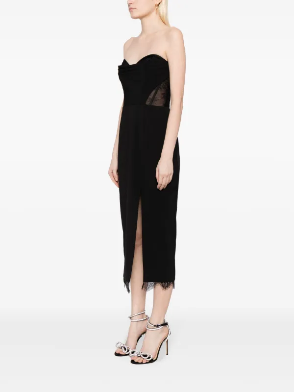 Marchesa Notte lace detail Strapless Dress Black FARFETCH BH